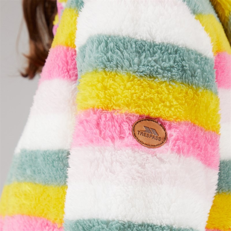 Trespass Fleece zippé à rayures Fille - rose pâle à rayures - Image 3