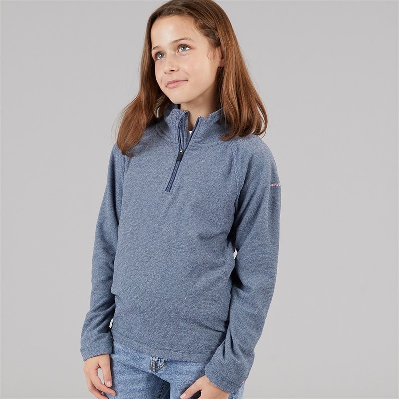 Trespass Meisjes Junior Meadows Halve Rits Fleece Marineblauw / Roze Logo - Afbeelding 1