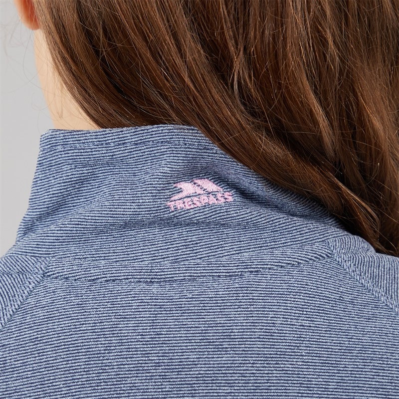 Trespass Meisjes Junior Meadows Halve Rits Fleece Marineblauw / Roze Logo - Afbeelding 3