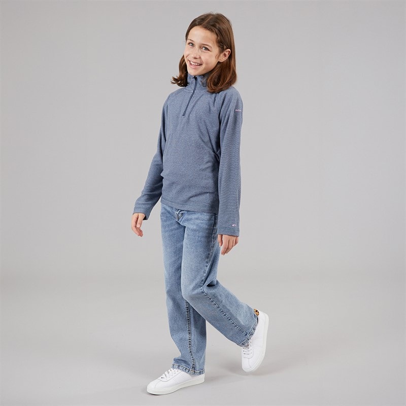 Trespass Meisjes Junior Meadows Halve Rits Fleece Marineblauw / Roze Logo - Afbeelding 4