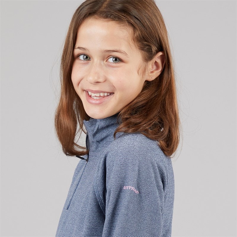 Trespass Meisjes Junior Meadows Halve Rits Fleece Marineblauw / Roze Logo - Afbeelding 5