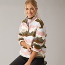 Trespass Dames Clodagh Bergprint 1/2 Rits Fleece Olijfgroen/Grijs/Bruin