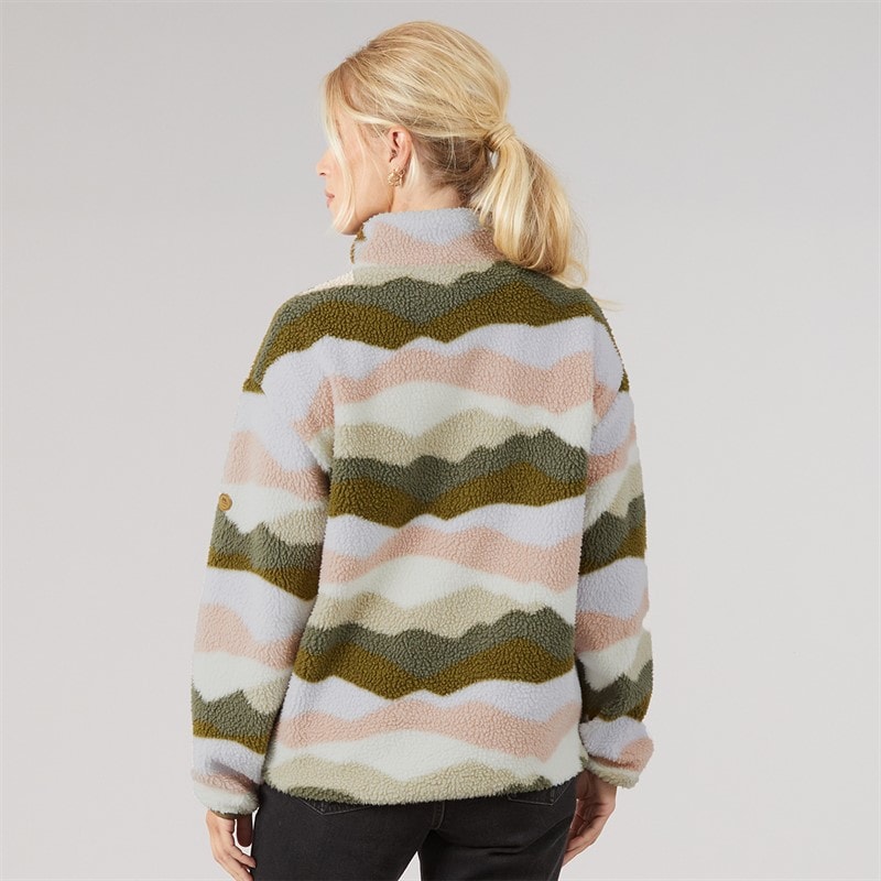 Trespass Dames Clodagh Bergprint 1/2 Rits Fleece Olijfgroen/Grijs/Bruin - Afbeelding 2