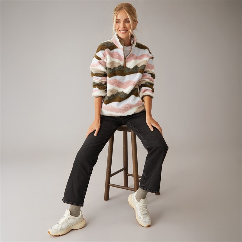 Trespass Dames Clodagh Bergprint 1/2 Rits Fleece Olijfgroen/Grijs/Bruin - Afbeelding 4
