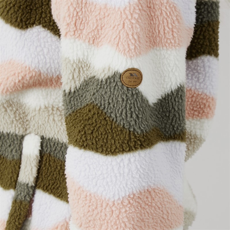 Trespass Dames Clodagh Bergprint 1/2 Rits Fleece Olijfgroen/Grijs/Bruin - Afbeelding 5