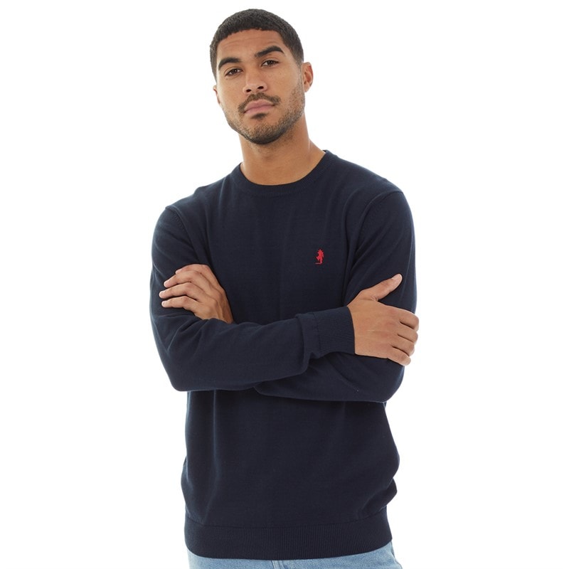 MCS Heren Crew Neck Ellison gebreide trui Donker Saffier - Afbeelding 1