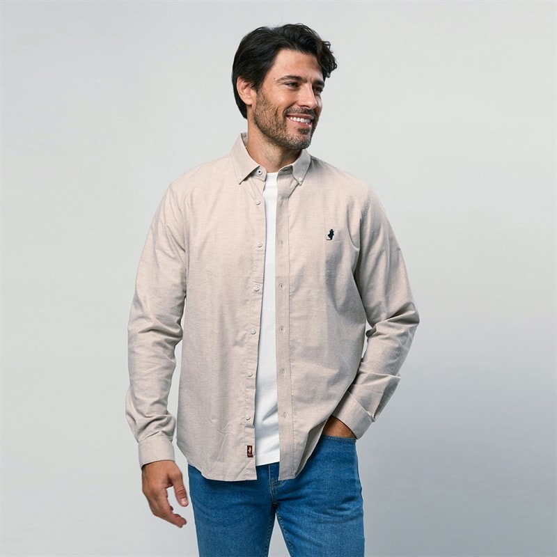 MCS Heren Greg Shirt Silver Mink - Afbeelding 1
