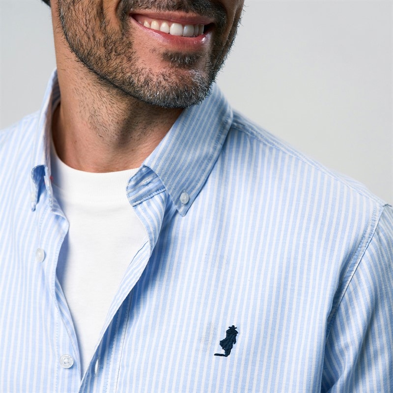 MCS Heren Greg Shirt Light Blue Stripe - Afbeelding 3