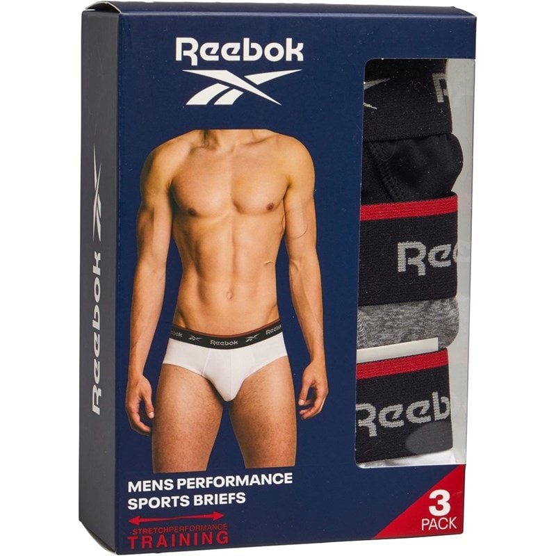 Reebok Heren Wiggins Performance Dreierpack Slips Schwarz/Grau Melange/wit - Afbeelding 2