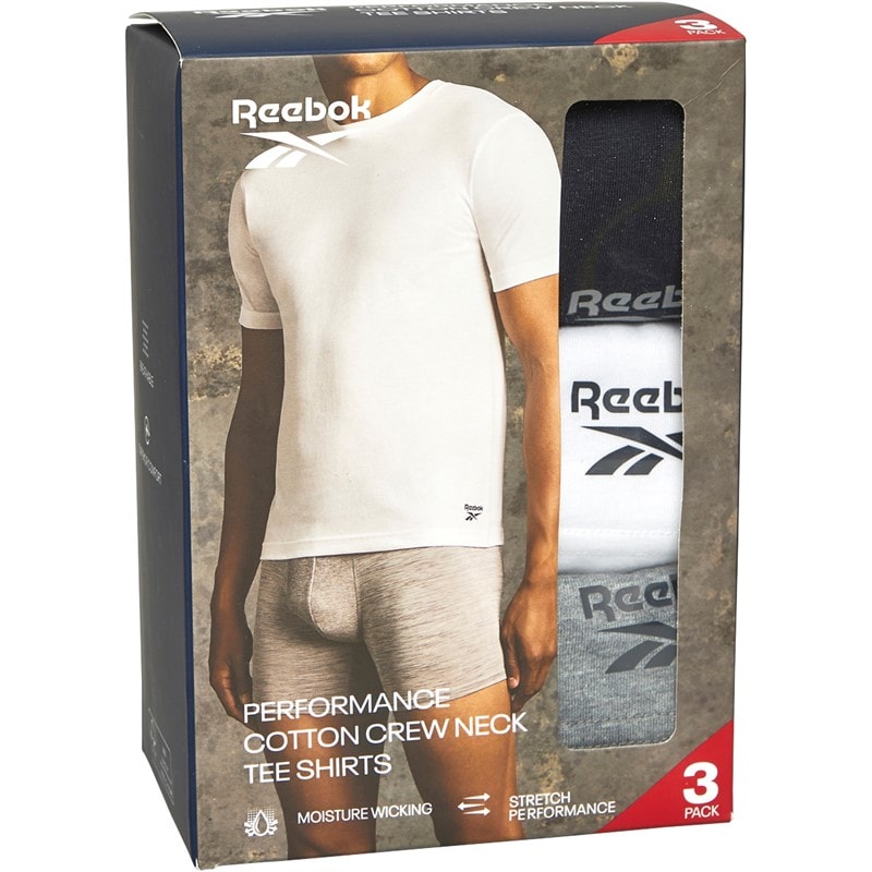 Reebok 3 szt. T-shirts dla niego kolor czarny/szary marglowy/biały – zdjęcie  3
