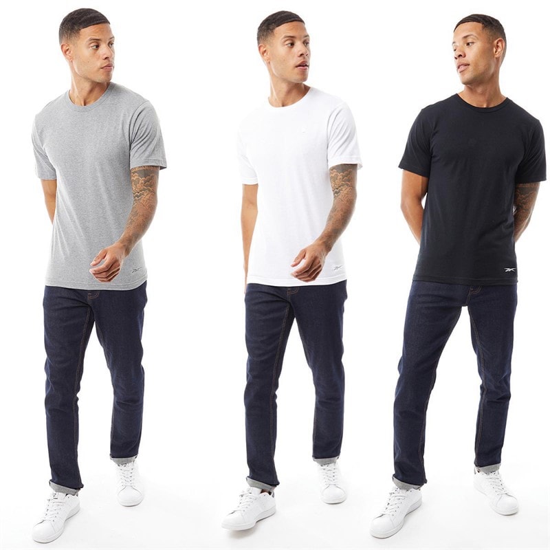 Reebok 3 szt. T-shirts dla niego kolor czarny/szary marglowy/biały – zdjęcie  4