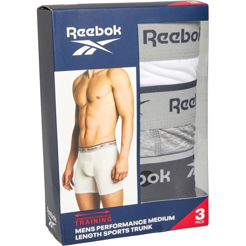 Reebok Shorts de performance Ainslie Homme, lot de 3, taille moyenne, Noir/Gris Chiné/blanc - Image 2