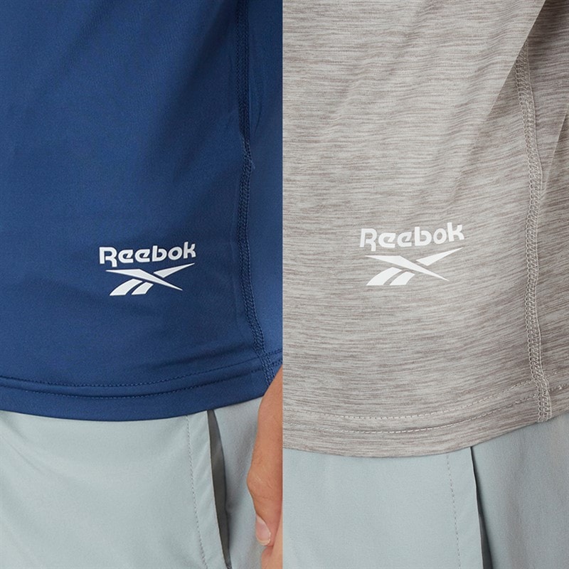 Reebok Heren Craig Performance Set van 2 T-shirts Batik Blauw/Grijs Marl - Afbeelding 3