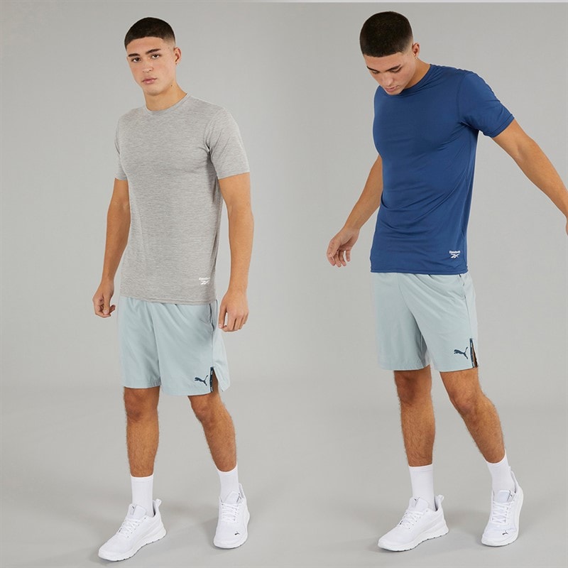 Reebok Heren Craig Performance Set van 2 T-shirts Batik Blauw/Grijs Marl - Afbeelding 4