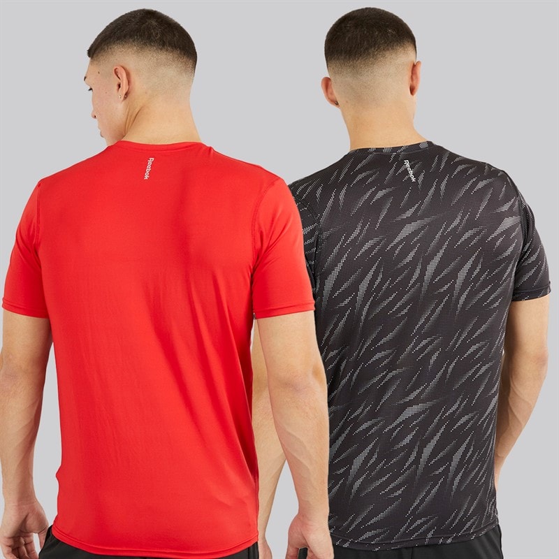 Reebok Heren Diallo Performance Set van 2 T-Shirts Zwart Print/Rood - Afbeelding 2
