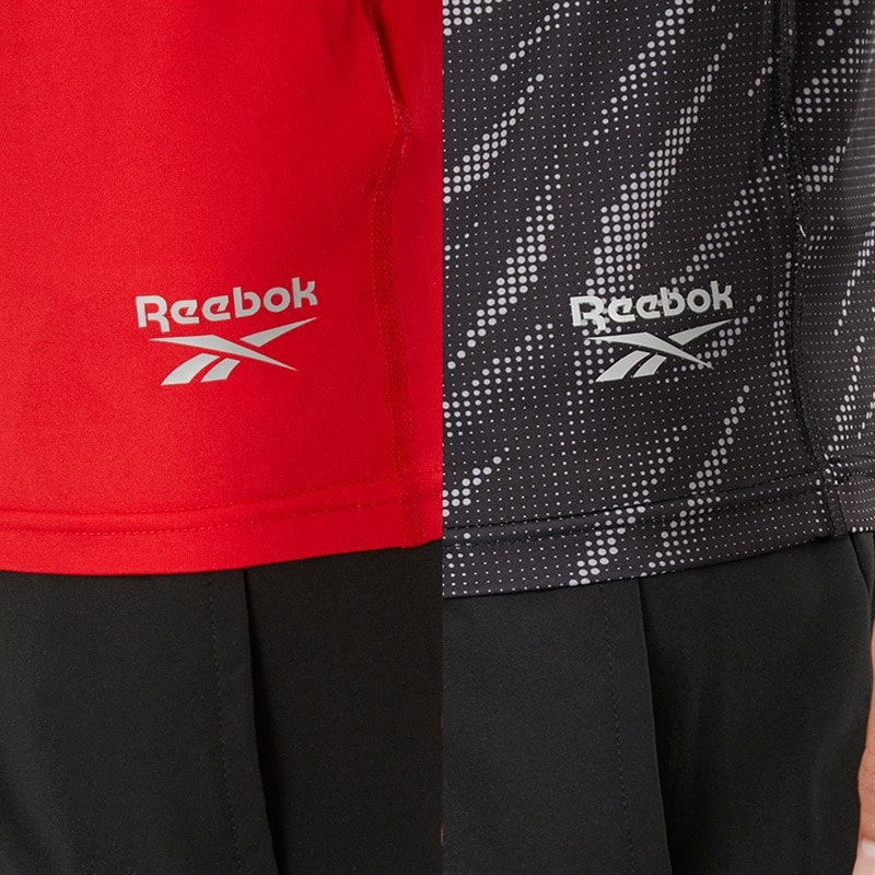 Reebok Heren Diallo Performance Set van 2 T-Shirts Zwart Print/Rood - Afbeelding 3
