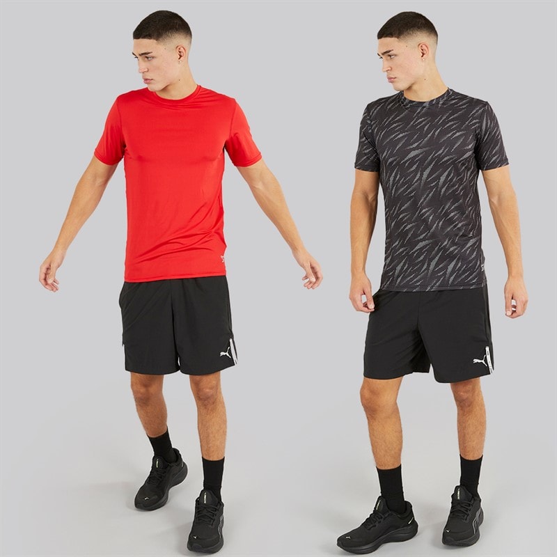 Reebok Heren Diallo Performance Set van 2 T-Shirts Zwart Print/Rood - Afbeelding 4