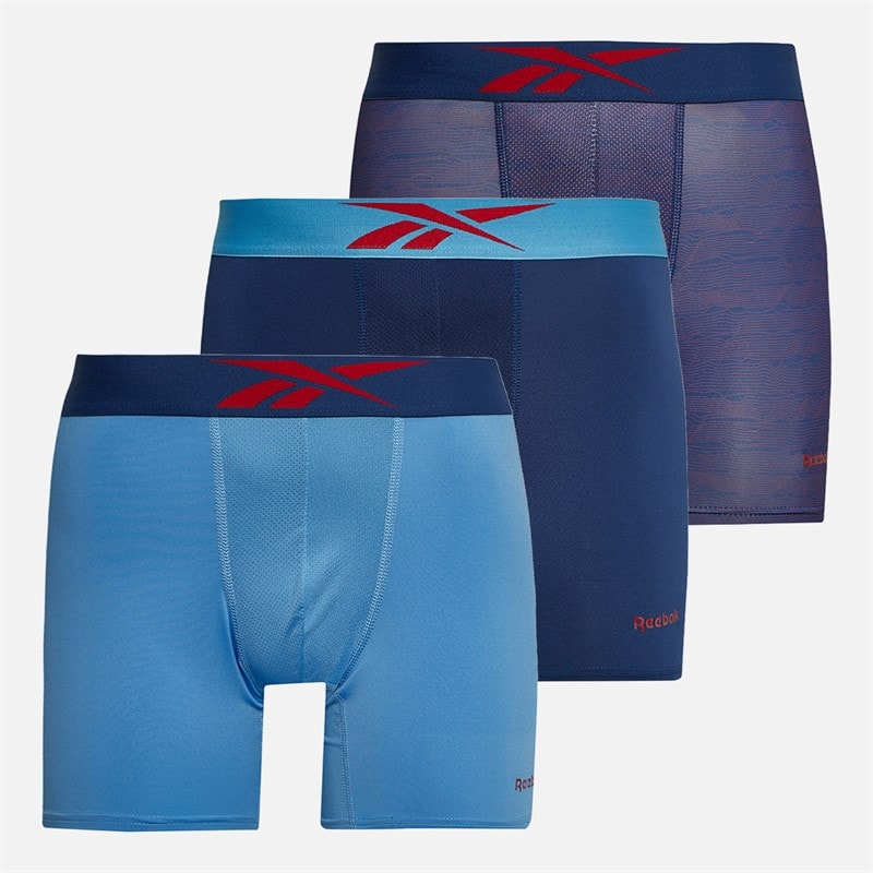 Reebok Heren Muir Performance Drie Pak Medium Onderbroeken Essential Blue/Print/Batik Blue - Afbeelding 1