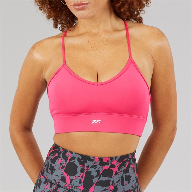 Reebok Dames ID Train Tri-Back Lichte Ondersteuning Sport Beha Top Bold Pink - Afbeelding 3