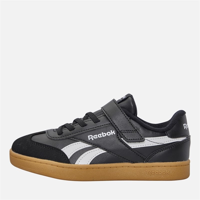 Reebok Baskets Enfant Smash Edge à Lacets Élastiques et Bride Supérieure Noir/Blanc/Gomme - Image 1