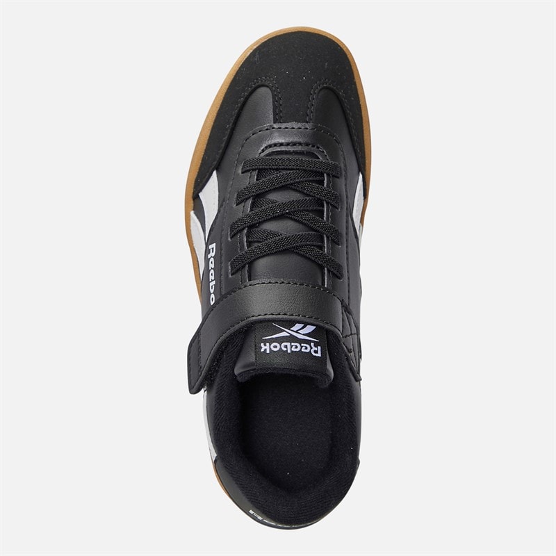 Reebok Baskets Enfant Smash Edge à Lacets Élastiques et Bride Supérieure Noir/Blanc/Gomme - Image 4