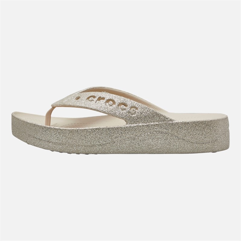 Crocs Dames Baya Platform Glitter Slippers Stucco