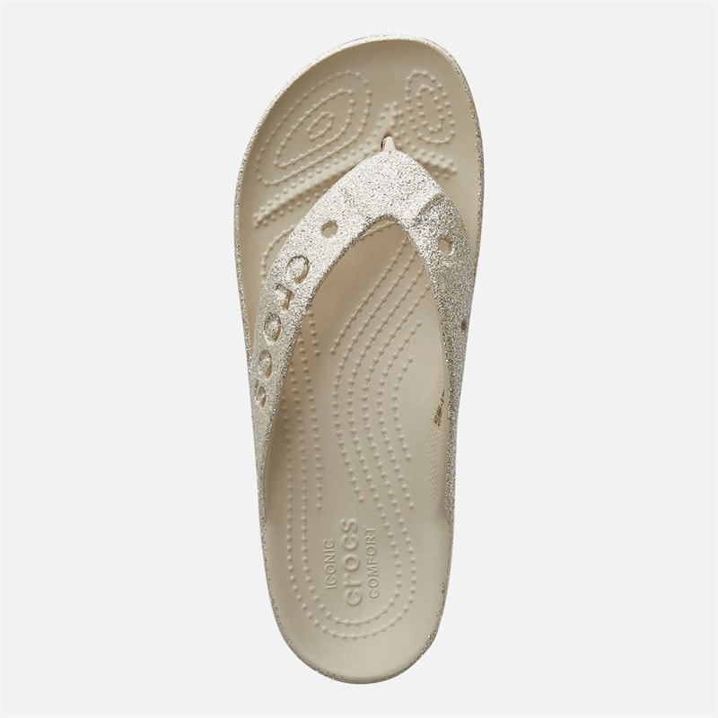 Crocs Klapki na koturnie Baya Glitter dla niej kolor Stucco – zdjęcie  4