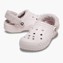 Crocs Baya gefütterte Fuzz Riemen Clogs Barely Pink