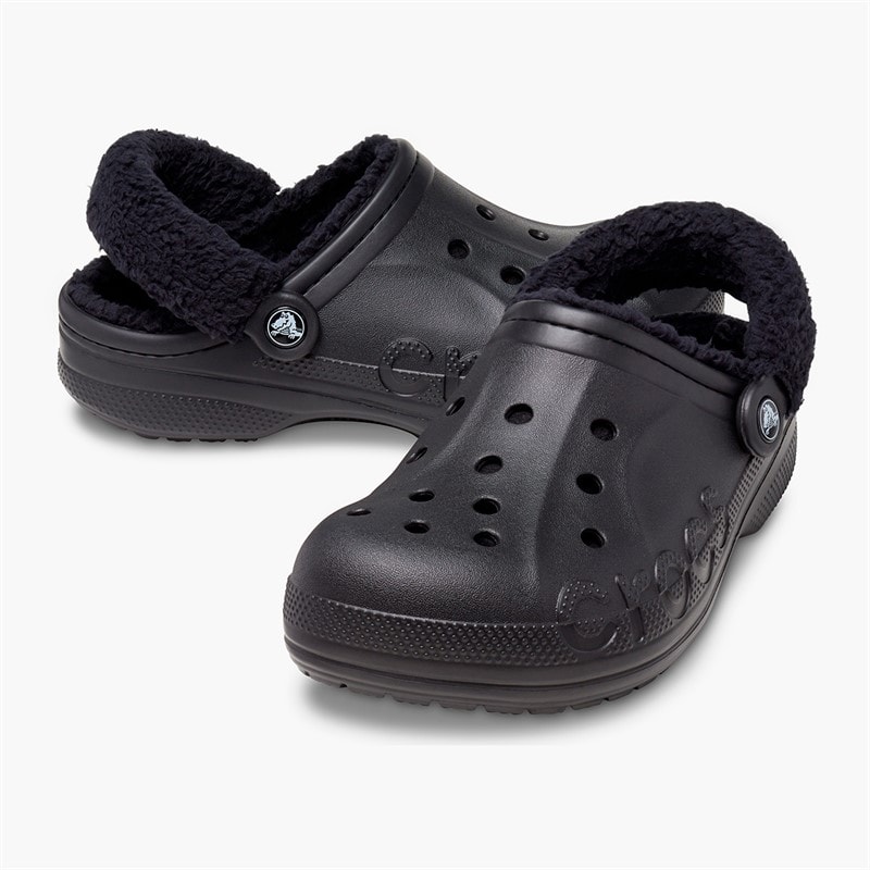 Crocs Baya gefütterte Fuzz Riemen Clogs Schwarz/Schwarz - Bild 1