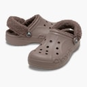 Crocs Baya gefütterte Fuzz Riemen Clogs Truffle