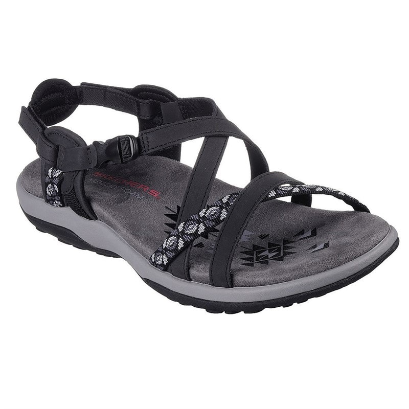 SKECHERS Damskie Reggae Vacay Sandały Czarny – zdjęcie  2