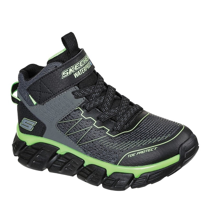 SKECHERS Junior Jongens Tech Grip Waterdicht Halfhoge Gore & Strap Sneakers Houtskool Zwart