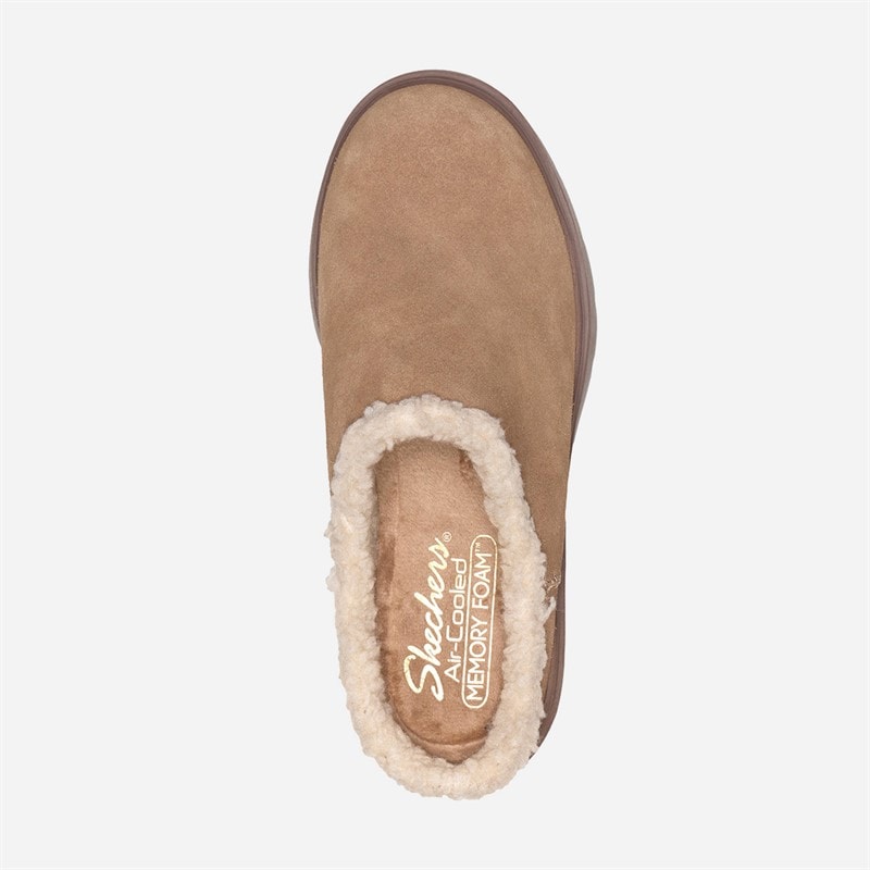 SKECHERS Przytulne miejskie kapcie z odkrytą piętą dla niej kolor Chestnut – zdjęcie  4