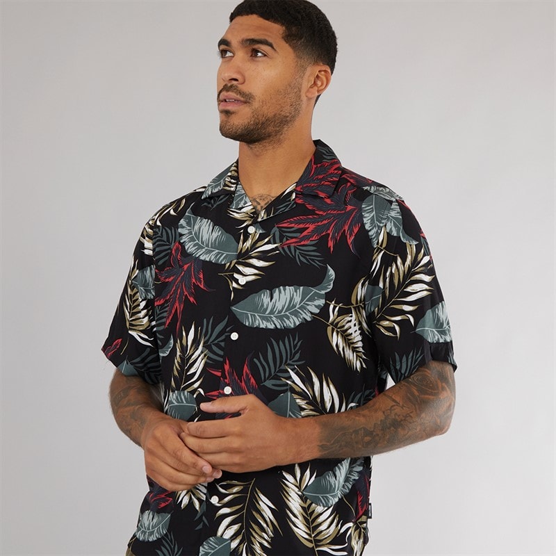 ONLY & SONS Heren Wayne Korte Mouw Viscose Shirt Zwart