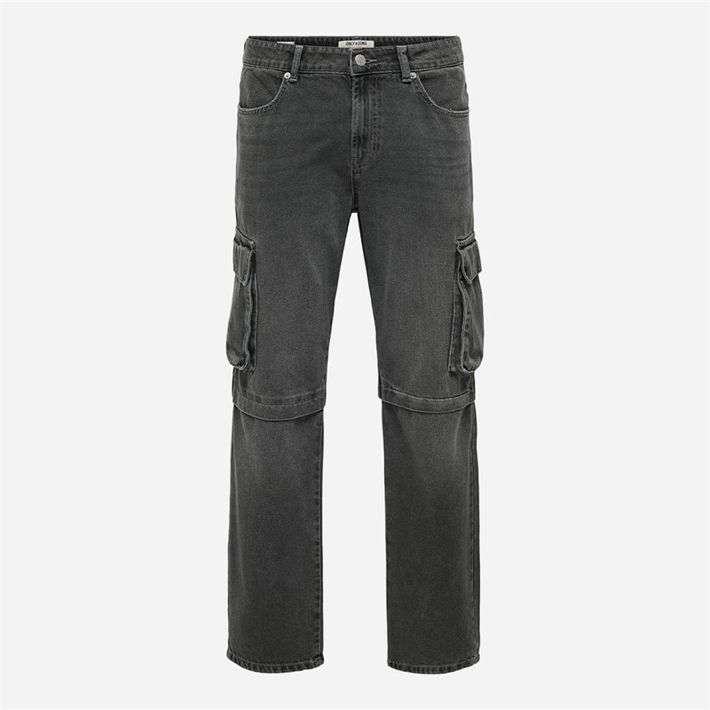 ONLY & SONS Heren Edge Rechte Jeans Dark Grey Denim