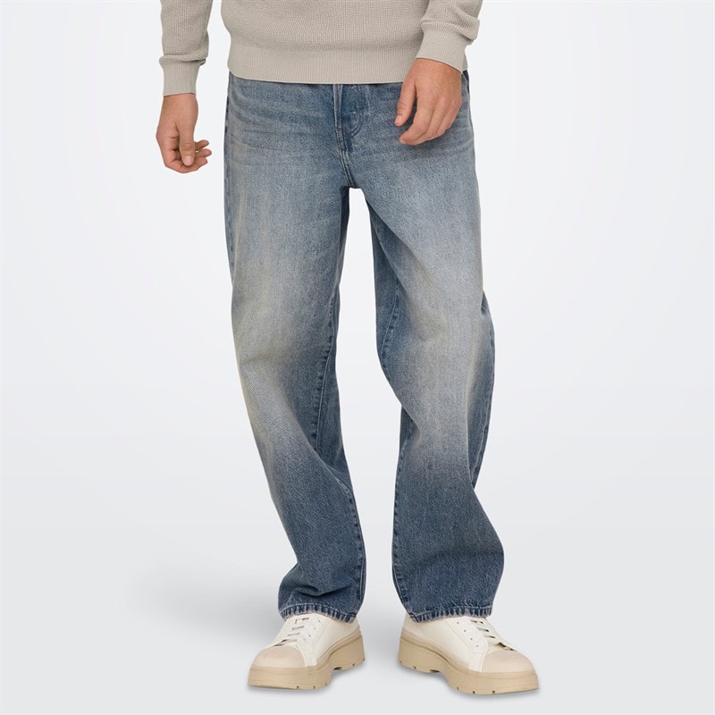 ONLY & SONS Heren Fade Losse Jeans Special Blue Grey Denim