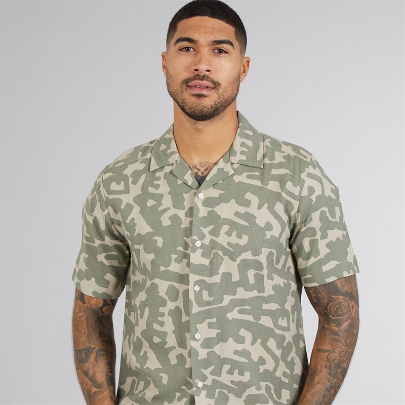 ONLY & SONS Heren Zomer Resort Korte Mouw Shirt Agave Green