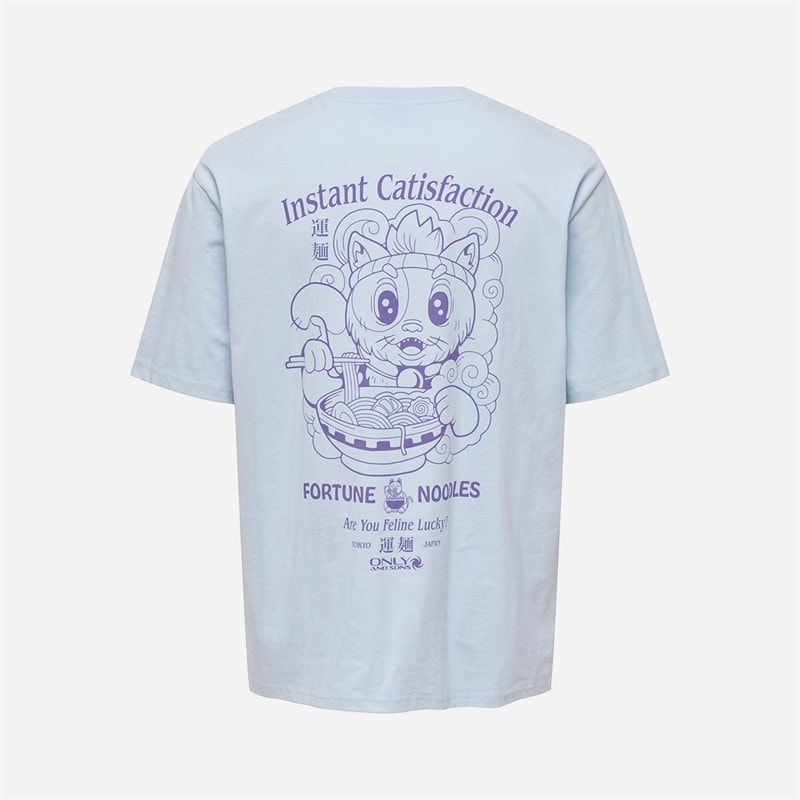 ONLY & SONS Heren Catisfaction Relaxed T-shirt Skyway