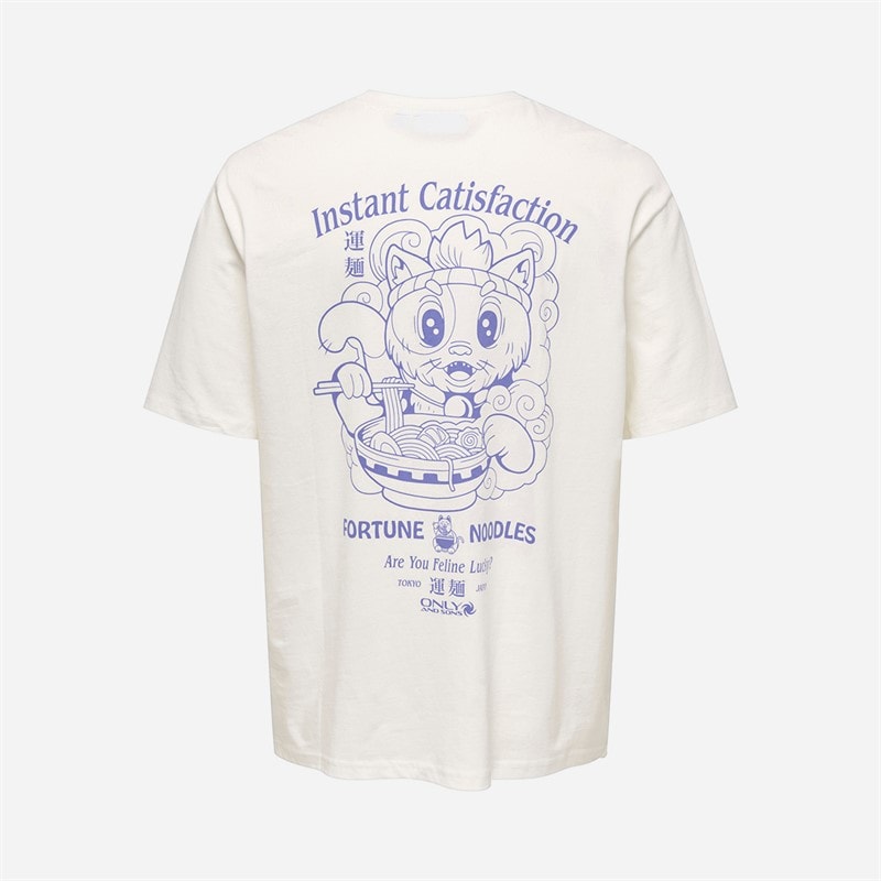 ONLY & SONS Heren Catisfaction Relaxed T-shirt Cloud Dancer