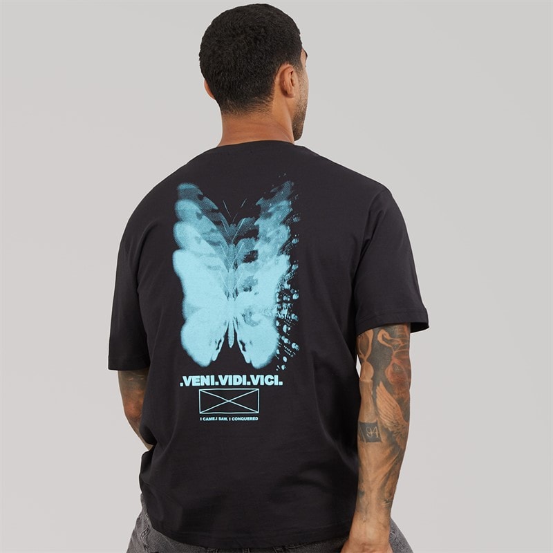 ONLY & SONS Heren Tristan Relaxed T-shirt Zwart/Veni - Afbeelding 1