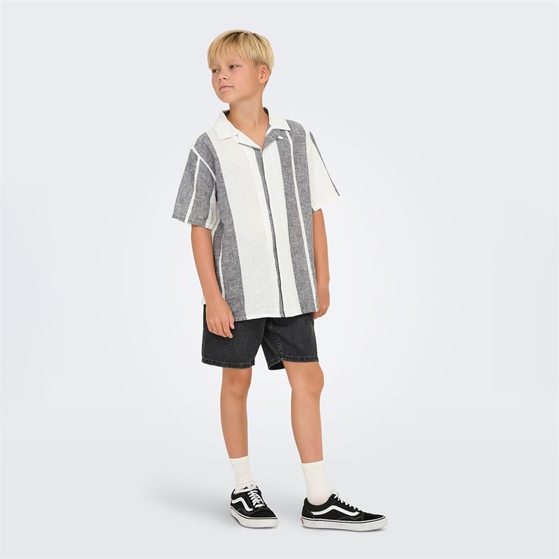 ONLY & SONS Junge Caiden Kurzarm Leinenhemd Cloud Dancer - Bild 2