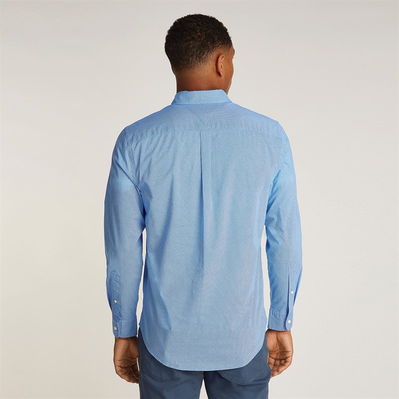 Tommy Hilfiger Heren Flex Poplin Nep Lange Mouw Shirt Night Sky Port - Afbeelding 2