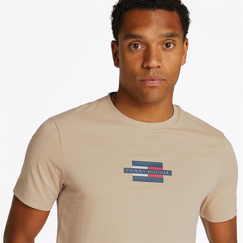 Tommy Hilfiger Heren Flag Box T Shirt Sandalwood - Afbeelding 2