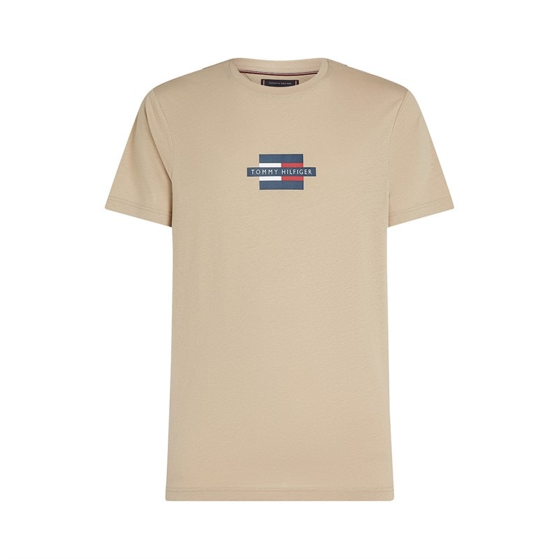 Tommy Hilfiger Heren Flag Box T Shirt Sandalwood - Afbeelding 5