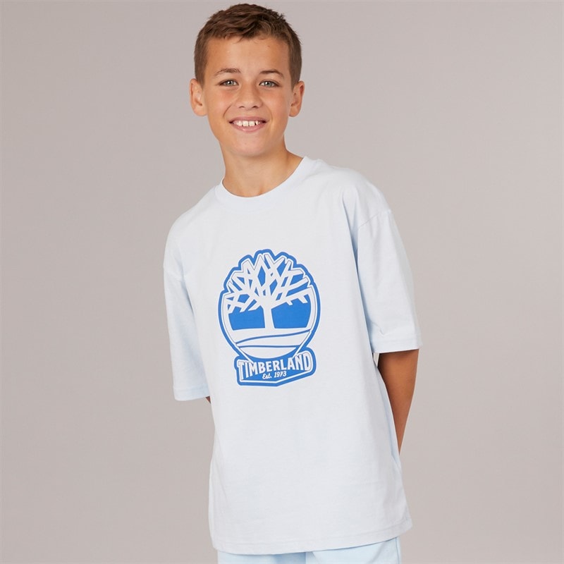 Timberland Jongens T-Shirt Korte Mouw Lichtblauw - Afbeelding 1