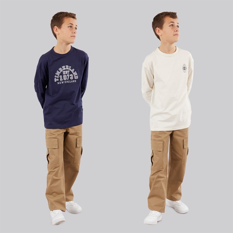 Timberland Junge Zwei Pack Langarm T Shirts Navy - Bild 3