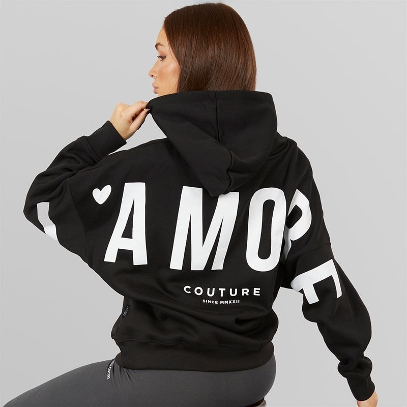 L'amore Couture Damskie Ryleigh Bluzy z kapturami Czarny – zdjęcie  1