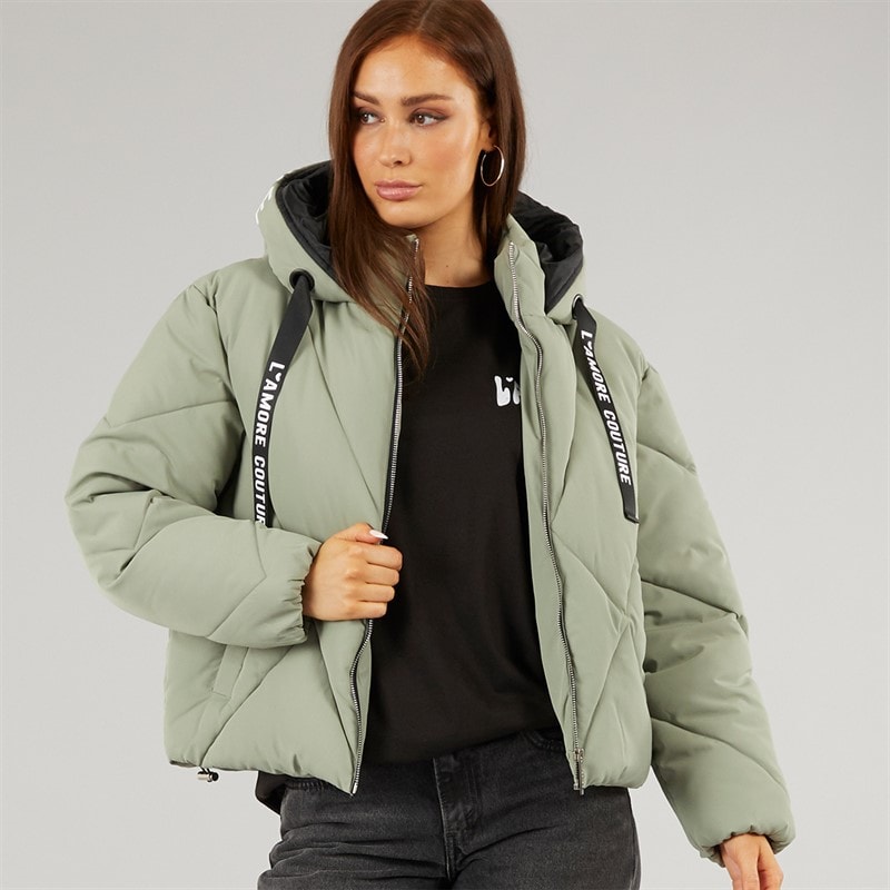 L'amore Couture Dames Franklin Korte Puffer Khaki