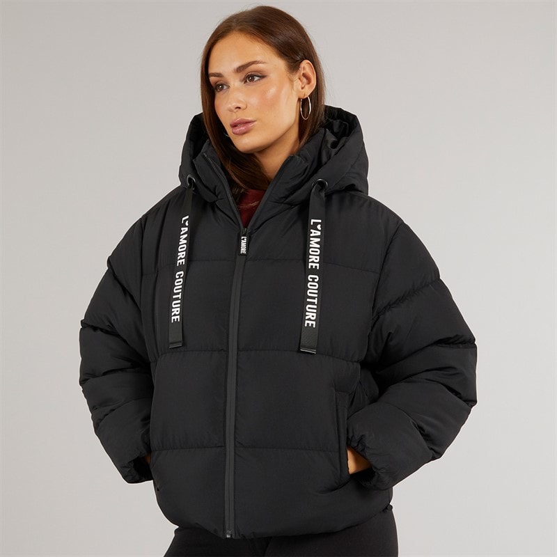 L'amore Couture Damen Rhode Island Kurze Steppjacke Schwarz - Bild 3