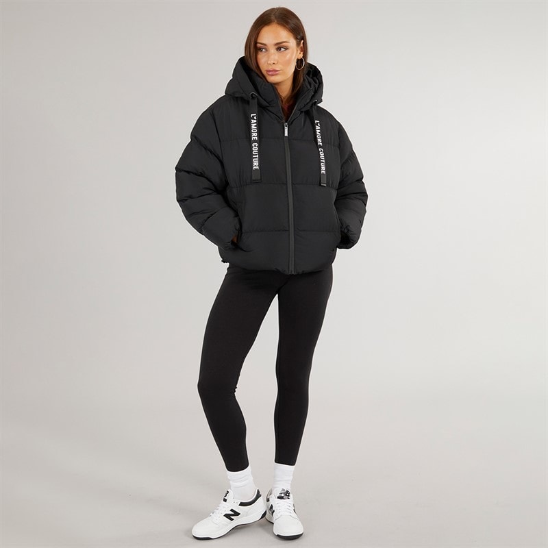 L'amore Couture Damen Rhode Island Kurze Steppjacke Schwarz - Bild 4